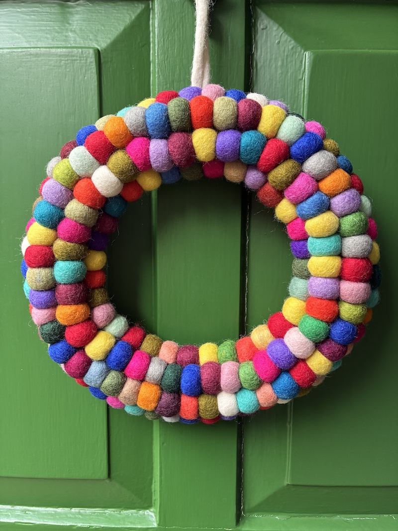 Felt ball christmas wreath