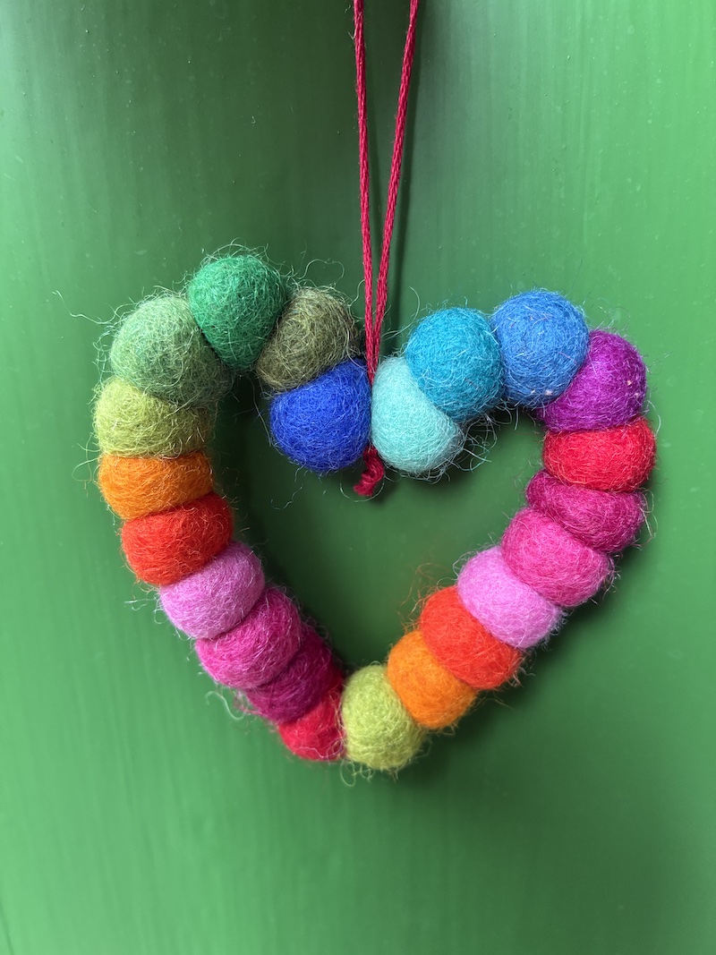 Multicoloured felt heart